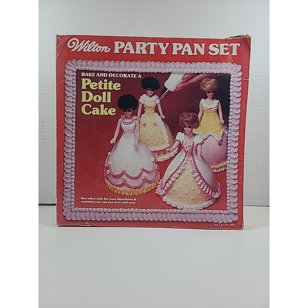 Vintage Wilton Party Pan Set 1977 Petite Doll Cake Bake & Decorate‎
